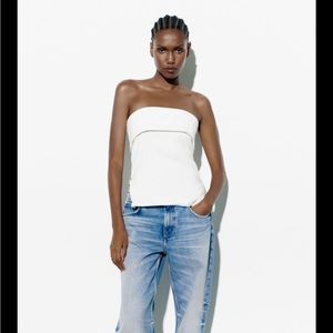 Zara white zippered top